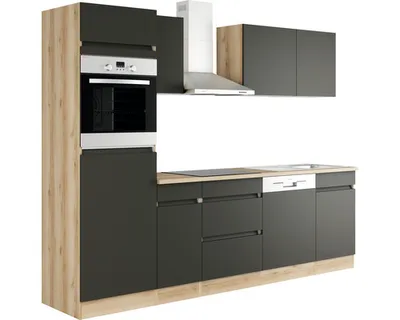 Produktbild von Optifit Küchenzeile ohne Geräte Noah420 270 cm anthrazit matt zerlegt Variante reversibel KMNO 2762OE-0+