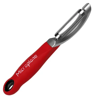 Produktbild von Microplane 48192, Obst & Gemüse, Y-Schäler, Edelstahl, Rot, Edelstahl, Kunststoff, Aufhängeloch