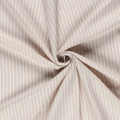 Baumwoll Leinen Stoff Chambré Melange breite Streifen Meterware drapiert beige