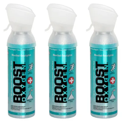 Produktbild von Boost Oxygen Sauerstoffdose zum Inhalieren Menthol-Eukalyptus, mittel, 3x5L