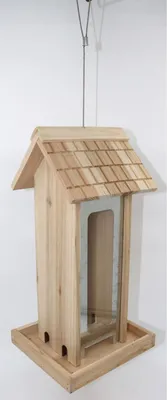 Produktbild von Futterstelle zweistöckig aus naturbelassenem Holz ca. 17×19×38 cm – robuste Vogelstation für Wildvögel, dekorativ, wetterfest und ideal für Garten, Balkon und Terrasse