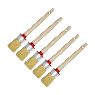 Produktbild von 5er Set Premium Rundpinsel Ø 30 mm mit Naturborsten – Ergonomische Malerpinsel aus Buchenholz für Renovierung & Lackierarbeiten