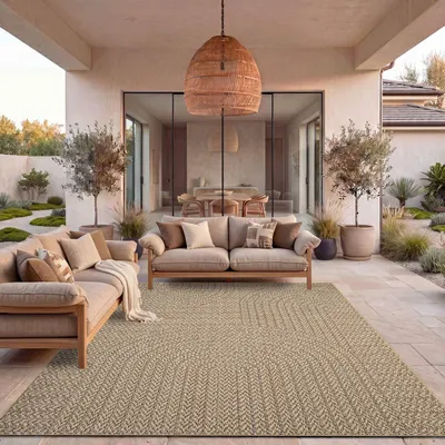 Produktbild von TT Home Outdoor Teppich Wetterfest Garten Schlafzimmer Flur Regenbogen Muster Boho Design Unifarben Sisal Look Moderner Style Größe 200x290 cm