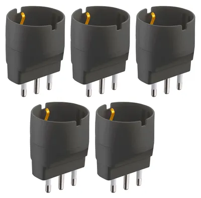 Immagine prodotto di Set di 5 adattatori Electraline 92293, con spina Schuko grande da 16 A, colore nero