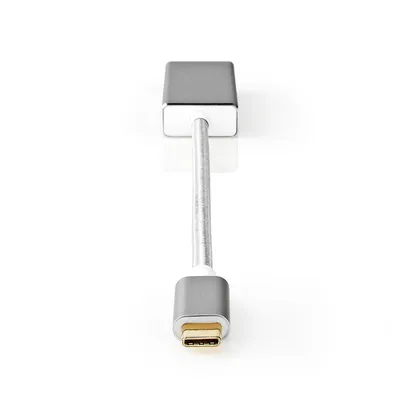 Produktbild von Nedis USB-C Adapter - USB 3.2 Gen 1 - USB-C Stecker - Mini DisplayPort Buchse - 0.20 m - Rund - Vergoldet - Geflochten / Nylon - Silber - Verpackung mit Sichtfenster