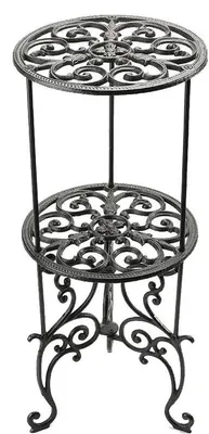 Zdjęcie produktu dla Stojak na rośliny z żeliwa - styl vintage - 66 cm - 2 poziomy