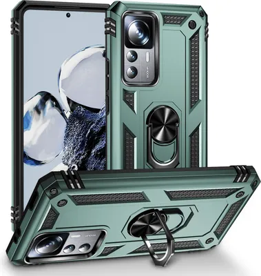 Produktbild von Xiaomi 12T Pro Hülle, Schiebe Kamera Schutz Schutzhülle mit Ringhalterung Ständer Kartenhalter für Xiaomi 12T/12T Pro/Redmi K50 Ultra Grün
