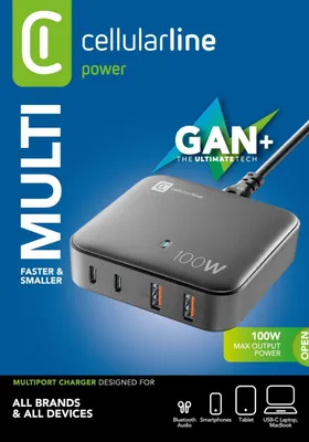 Immagine prodotto di CELLULARLINE Caricabatterie di rete MULTIPOWER MAGNUS 100W 100W GaN con 4 porte