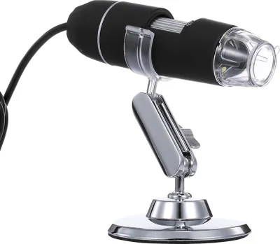 Produktbild von Tragbares digitales Mikroskop mit 50- bis 1000-fachem Zoom, HD-Mikroskop, 3-in-1-USB-Lupe mit 8 LED-Leuchten, schwarz