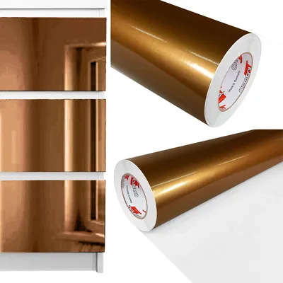 Produktbild von Möbelfolie selbstklebend 100x400 cm - Kupfer Hochglanz - Einfarbig Klebefolie für Möbel - Klebefolie Möbel für einfache Anwendung, ideal für die Renovierung von Küche oder Bad - Möbelfolie