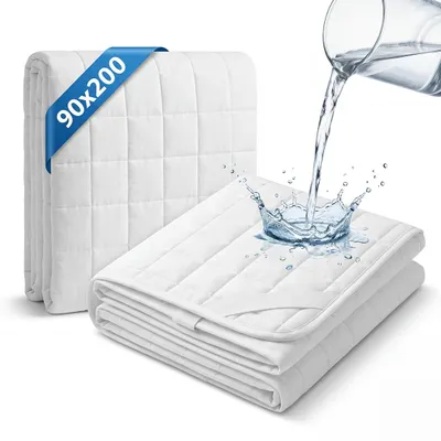 Produktbild von Matratzenschoner 100x200 cm, wasserdicht und atmungsaktiv – Weiche Baumwollmatratzenauflage mit Eckenbändern, geeignet für Allergiker und waschbar