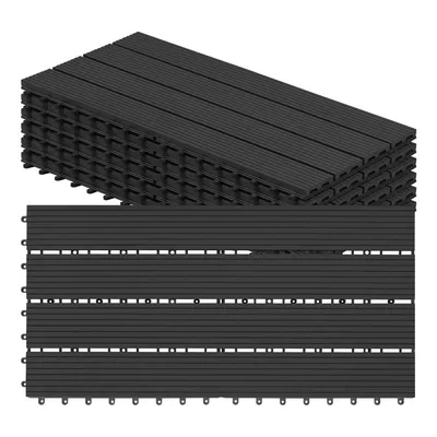 Produktbild von WOLTU WPC Terrassenfliesen Terrassendielen Holz-Optik, Fliese Bodenfliese Klickfliese mit klicksystem Bodenbelag Anthrazit, 30x60cm (6 Stück / 1 m²)