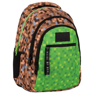 Produktbild von DERFORM BACKUP GAME Schulrucksack Schultasche GAMER COMPUTERSPIEL braun grün leicht Kindern Jungen