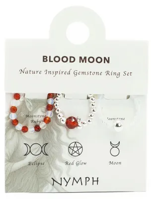 Imagen del producto de Conjunto de anillos de gema de ninfa - Luna de sangre