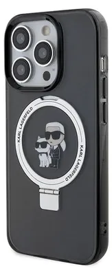 Produktbild von Karl Lagerfeld KLHMP13LHMRSKCK iPhone 13 Pro 6.1 Schwarz/Schwarz Hartschalenetui mit Ringständer, Karl&Choupette MagSafe