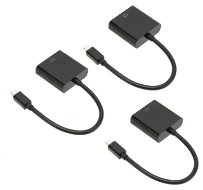 Image de Lot de 3 mini-adaptateurs DP vers VGA, résolution 1920 × 1200, 60 Hz, transmission stable, plug-and-play : adaptateurs Mini DisplayPort vers VGA pour PC