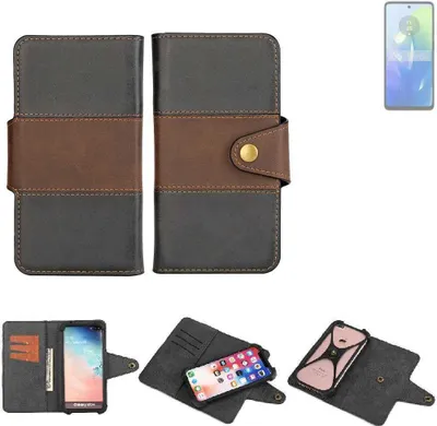 Produktbild von K-S-Trade Handyhülle Schutzhülle Hülle Bookstyle Wallet-Case kompatibel mit Motorola G04s Bumper Rundumschutz schwarz-braun 1x