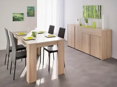 Obrázok produktu pre Kompaktná jedálenská súprava Dizajnový drevený stôl 4x stoličky Komoda