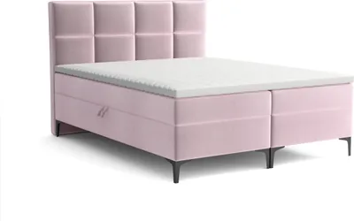 Produktbild von Emoebel24 Boxspringbett mit Topper und Bettkasten 140x200 cm Memory Rosa