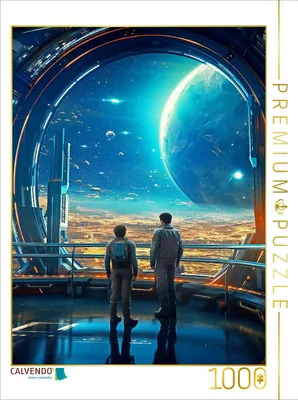 Produktbild von CALVENDO Puzzle Vater und Sohn auf einer Raumstation | 1000 Teile Lege-Größe 64x48cm Foto-Puzzle für glückliche Stunden