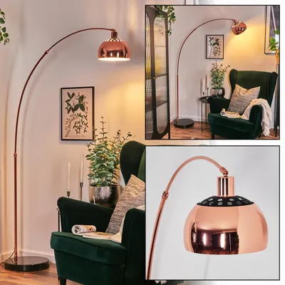Produktbild von Gavirate Stehlampe aus Metall mit Marmorfuß in Schwarz/Kupferfarben/Weiß