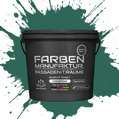Produktbild von Fassadenfarbe Sockelfarbe Hausfarbe, Profi Silikonharzfarbe abperleffekt – RAL 6000 Patinagrün – 10 L