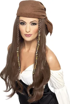 Obrázok produktu pre Dlhá hnedá pirátska parochňa pre ženy