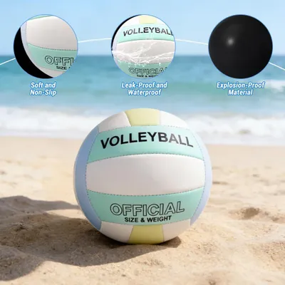 Imagen del producto de Conjunto de voleibol de playa, con red y bomba, suave e impermeable, ideal para la playa y el jardín