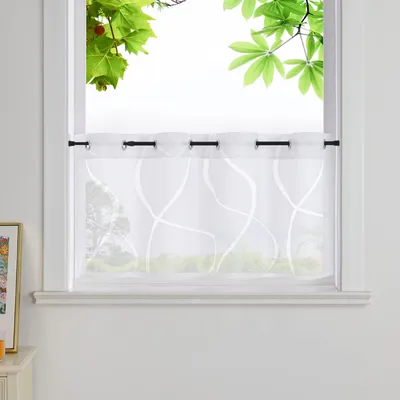Voile-Bistrogardine mit Ösen, Weiß, 60x120 cm, 1 Bahn