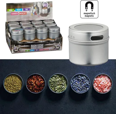 Image de 24x boîte de rangement magnétique distributeur d'épices salière & poivrière