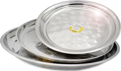 Produktbild von 3-teiliges Edelstahl Serviertablett Set – Rund für stilvolles Servieren
