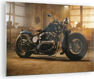 Produktbild von Bilder auf glas - Einteilig - Motorrad Motor - 70x50cm - Glasbilder - Wandbilder - Bilder - zum Aufhängen bereit - Wanddekoration aus Glas - Glas Bilder - Wandbild auf Glas - GAA70x50-4233