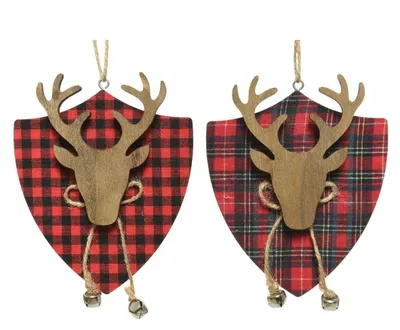 Productafbeelding van Kerstornament met een rendierkop, rood, 14 cm
