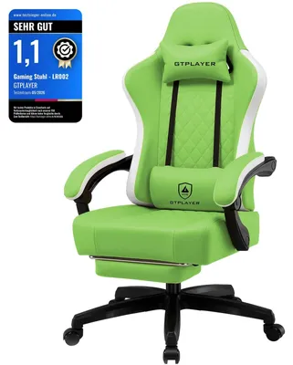 Produktbild von Ergonomischer Gamingstuhl mit Fußstütze und Lendenstütze