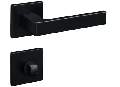 Produktbild von Gavroche Thorium Türgriff-Set WC/Bad Schwarz Matt – Rosette eckig – Zink