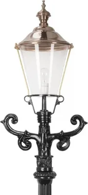 Image de Casa Padrino Lanterne de jardin Art Nouveau Noir / Cuivre 42 x 29 x H. 170 cm - Lampadaire de jardin en aluminium peint par poudrage - Eclairage nostalgique - Luminaires nostalgiques