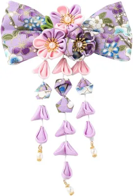 Imagen del producto de Horquilla tipo "Kimono" con forma de flor, hecha de tela y metal, 1 unidad, para el cabello