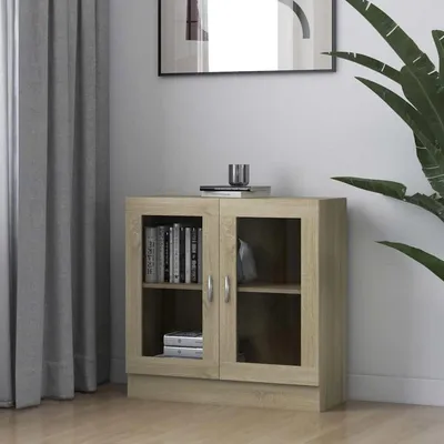 Produktbild von Vitrinenschrank Sonoma-Eiche Holzwerkstoff 82,5 x 30,5 x 80 cm