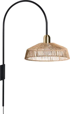 Produktbild von BELIANI Wandlampe Naturfarben / Schwarz Papierseil Metall Geflochten Natürlich Boho Style Wandleuchte Esszimmerlampe Wohnzimmerlampe