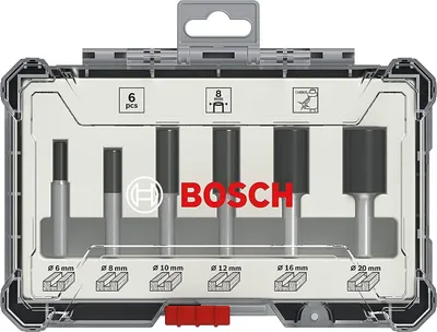 Immagine prodotto di Straight cutter set - BOSCH - 2607017466 - 8 mm shank - ?12/16/20 mm - 6 pieces