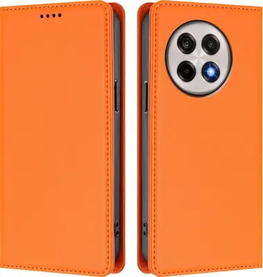 Immagine prodotto di Custodia in pelle per OnePlus 13R, custodia flip magnetica in Finto cuoio con supporto Arancione