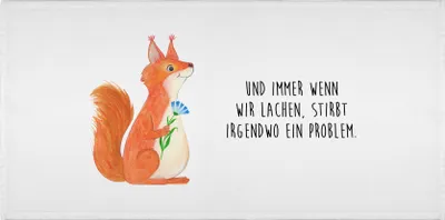 Produktbild von Mr. & Mrs. Panda kleines Handtuch Eichhörnchen Blume - Weiß - Geschenk, 100x50, glücklich Spruch, Spaß, Flauschtuch, 50x100, Frotteehandtuch, Positiv, Motivation Sprüche