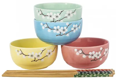 Produktbild von Set aus 4 Japanischen Kirschblüten Reisschalen Ø 11 cm