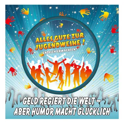 Produktbild von 1 AUFKLEBER ALLES GUTE ZUR JUGENDWEIHE  11,5 x 11,5 cm DEKO GESCHENK