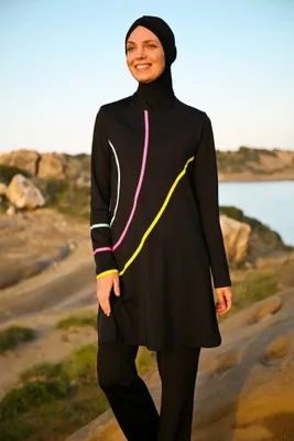 Produktbild von Hasema Burkini Badeanzug Schwarz S Bademode Tesettür Mayo, Swimwear M-973