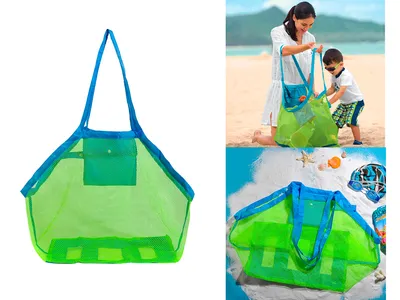 Produktbild von Große Strandnetztasche für Spielzeug - blau
