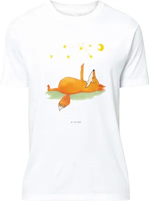 Produktbild von Mr. & Mrs. Panda S T-Shirt Fuchs Sterne - Weiß - Geschenk, mit Spruch, Tröstende Worte, Romantik, Mond, Tshirt, Shirt, Nachtschwärmer, Print-Shirt, Sternengucker