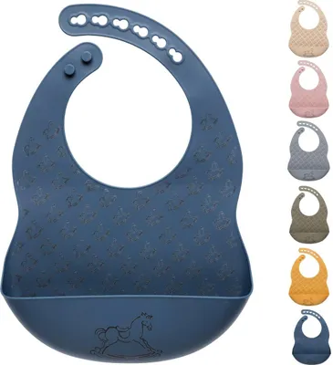 Produktbild von Baby Silikon Lätzchen mit Auffangschale Dark Denim