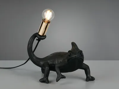 Produktbild von Ausgefallene LED Tischlampe besondere Tierlampe Chamäleon Schwarz, Höhe 22cm