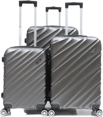 Image de Valise de voyage valise 3 pièces coque dure trolley set valise bagage à main bagages sac de voyage ABS-05 gris